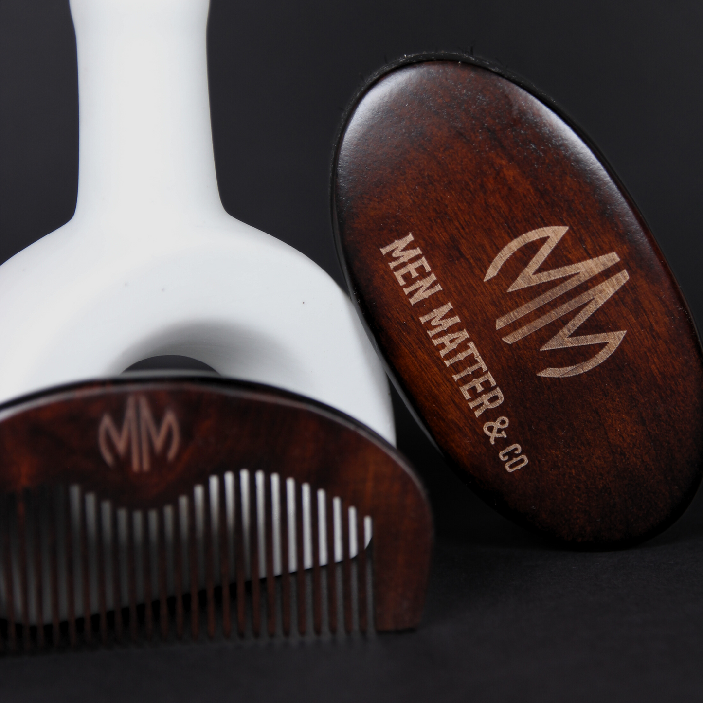Premium Beard Brush & Comb Set - Rosewood in Canva Bag