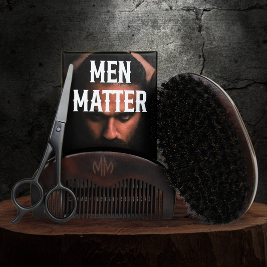 Beard Grooming Kit - Comb, Brush & Scissors
