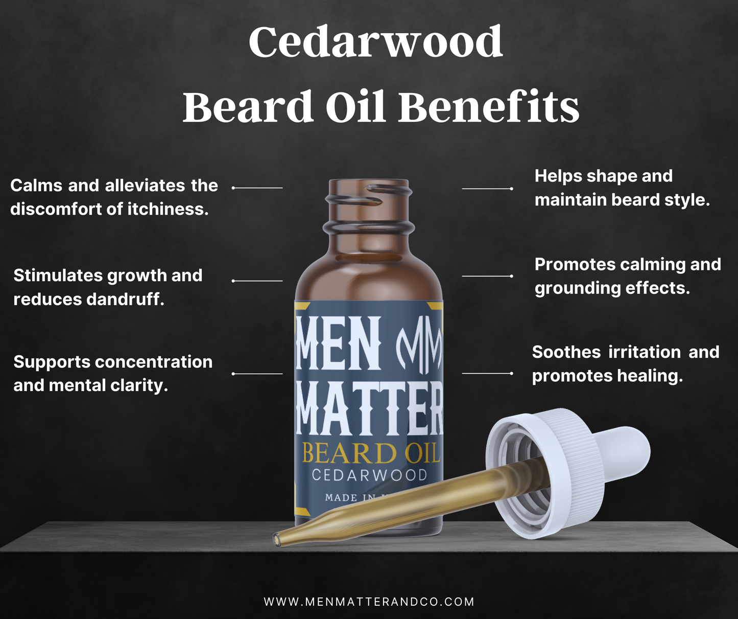 Men Matter & Co Grounded Cedar Beard Oil - Nourishing Cedarwood Formula for Healthy Beards