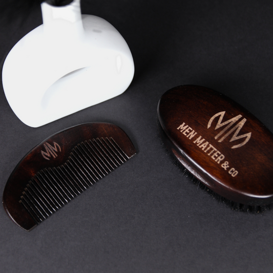 Premium Beard Brush & Comb Set - Rosewood in Canva Bag