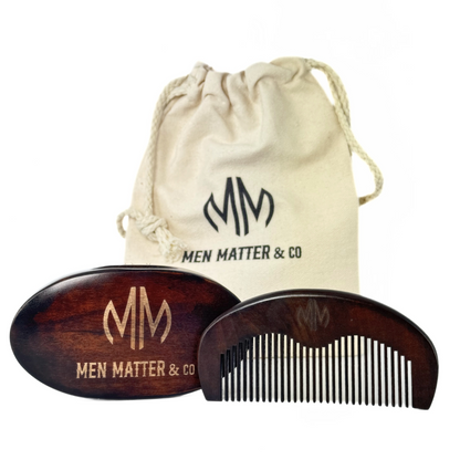 Premium Beard Brush & Comb Set - Rosewood in Canva Bag