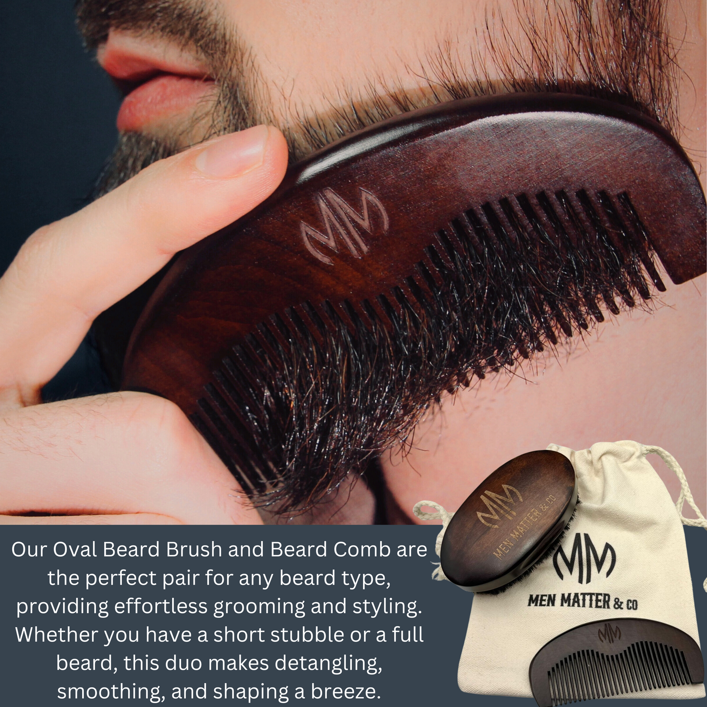 Men Matter & Co The Grooming Duo - Beard Brush & Comb Set for Complete Beard Care